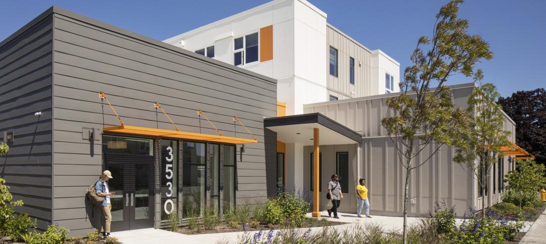Exterior of essential housing affordable housing development Cocoon House in Washington
